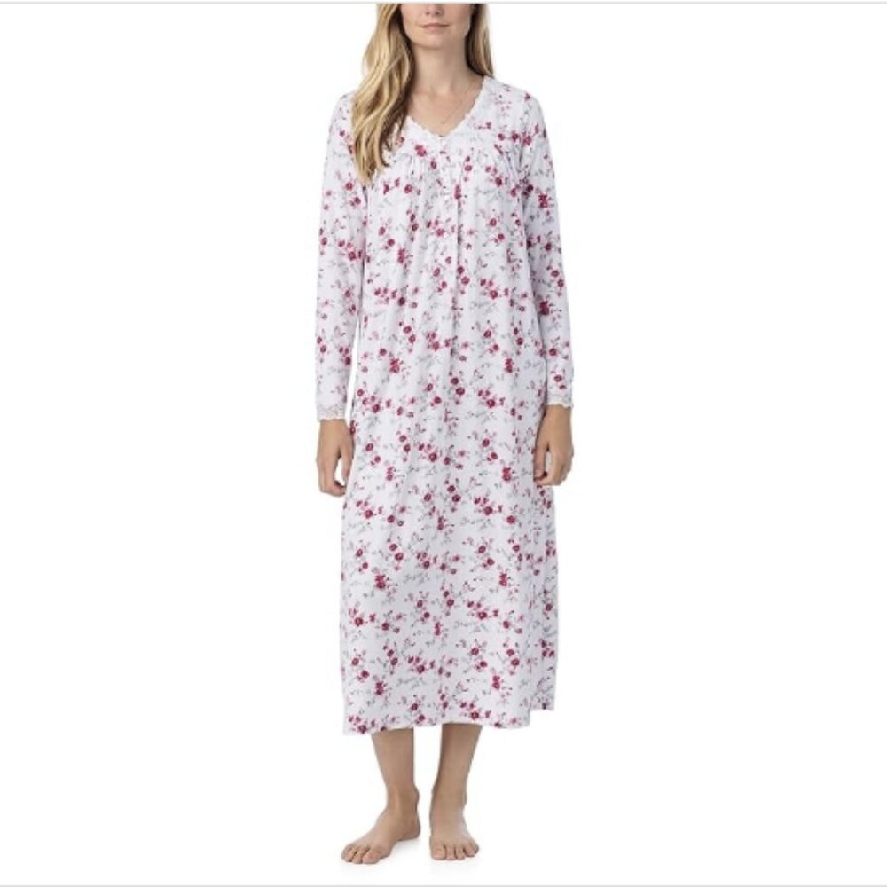 Eileen West Women's Sweater-Knit Ballet Nightgown, Rose Print, NWT